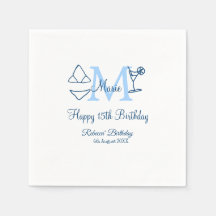 Feliz 15 de Aniversário azul adicione nome monogra