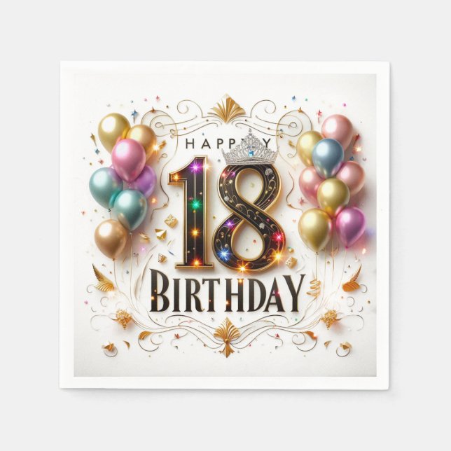 Guardanapo De Papel Feliz 18º aniversário (Frente)