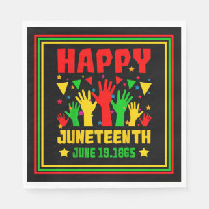 Guardanapo De Papel Feliz 1.º Junho Negro Vermelho Verde Mãos Amarelas