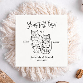 Guardanapo De Papel Feliz 2 Gatos Desenhando Pet Personalizado