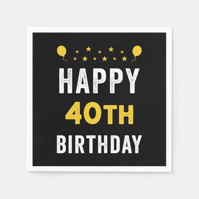 Guardanapo De Papel Feliz 40º Aniversário Celebração Quadragenária (Frente)