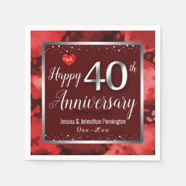 Guardanapo De Papel Feliz 40º aniversário de casamento