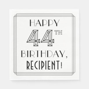 Guardanapo De Papel FELIZ 44 NIRTHDAY; Art Deco Style; Custom Name
