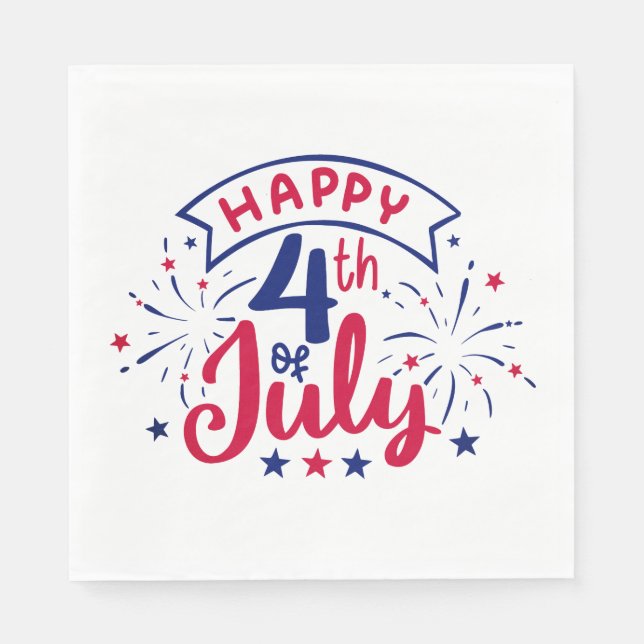 Guardanapo De Papel Feliz 4 de julho.  (Frente)