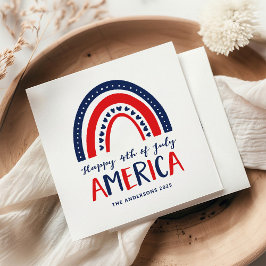 Guardanapo De Papel Feliz 4 de julho América | Red White Blue Rainbow