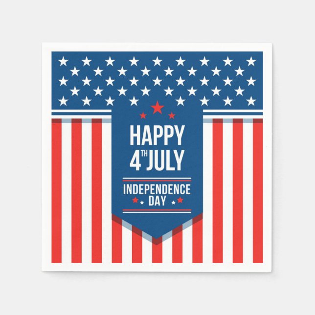 Guardanapo De Papel Feliz 4 de julho Estrelas e Stripes (Frente)