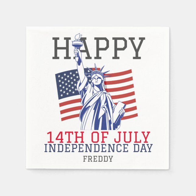 Guardanapo De Papel Feliz 4 de julho Festa do Dia da Independência (Frente)