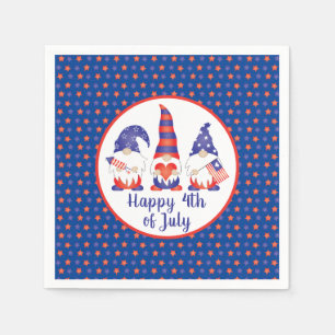 Guardanapo De Papel Feliz 4 de julho Gnomos Vermelho Azul