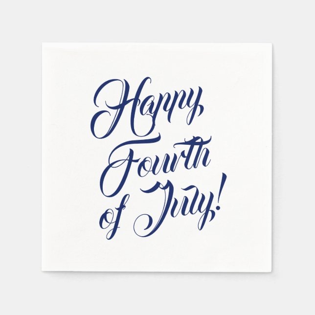 Guardanapo De Papel Feliz 4 de julho, marinho branco elegante (Frente)
