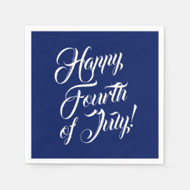 Guardanapo De Papel Feliz 4 de julho - script marinho azul elegante