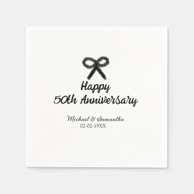 Guardanapo De Papel Feliz 50º aniversário adicionar nome do casal data (Frente)