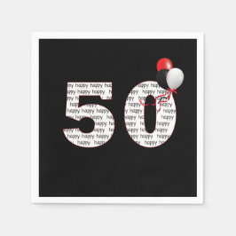 Guardanapo De Papel Feliz 50º aniversário de preto