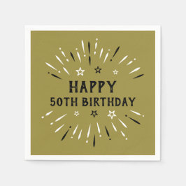 Guardanapo De Papel Feliz 50º aniversário Fogos de artifício Dourados,