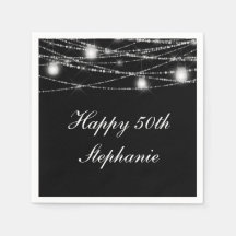 Feliz 50º aniversário Mason Jars Lights Black Whit