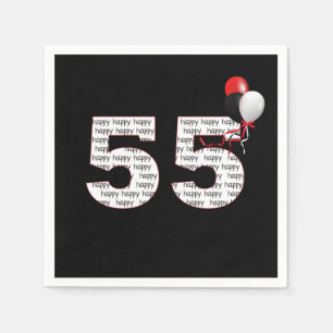 Guardanapo De Papel Feliz 55º aniversário em Nápoles Negras