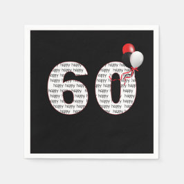 Guardanapo De Papel Feliz 60º aniversário em preto