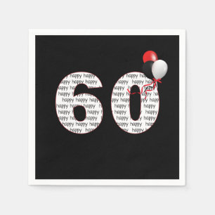 Guardanapo De Papel Feliz 60º aniversário em preto