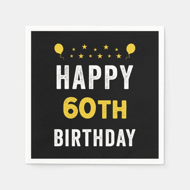 Guardanapo De Papel Feliz 60º aniversário Festa de Celebração Sexagená (Frente)
