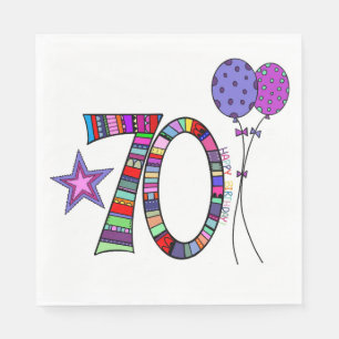 Guardanapo De Papel Feliz 70 de Aniversário, Balão Colorido de Estre