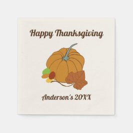 Guardanapo De Papel Feliz abóbora de Ação de Graças, nome e data da fo