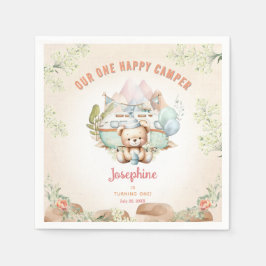 Guardanapo De Papel Feliz Acampante de Verão Bolo de 1º Aniversário Me