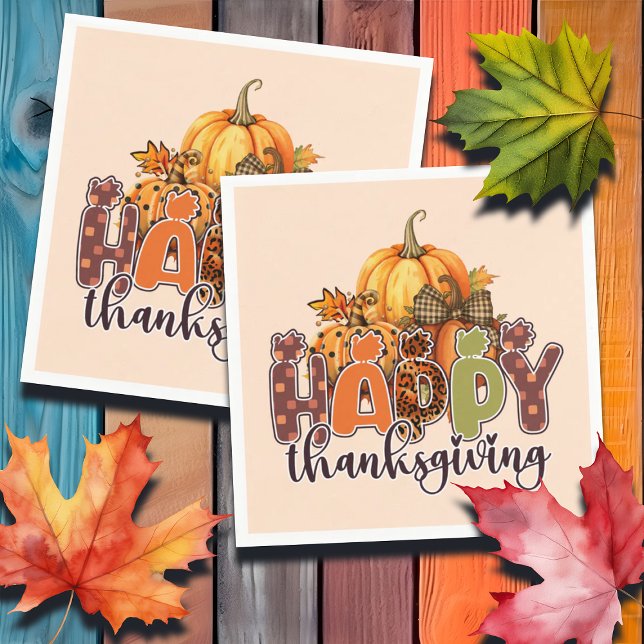 Guardanapo De Papel Feliz Ação de Graças Pumpkins (Criador carregado)