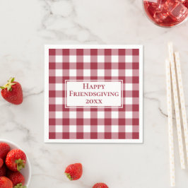 Guardanapo De Papel Feliz Amizade, Burgundy Gingham Check