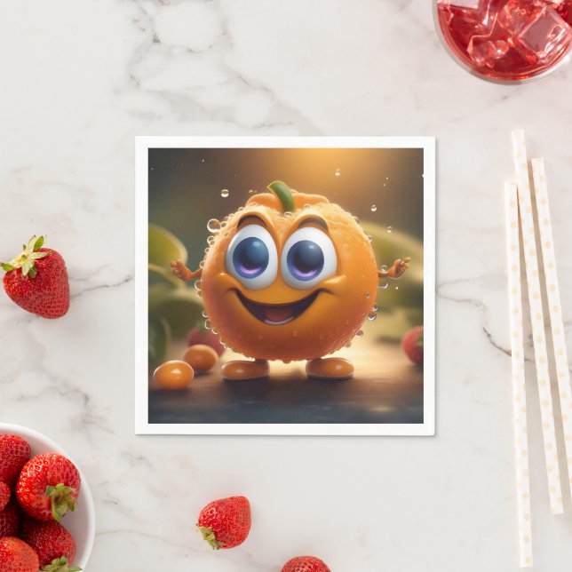 Guardanapo De Papel Feliz Animado 3d Laranja, (Insitu)