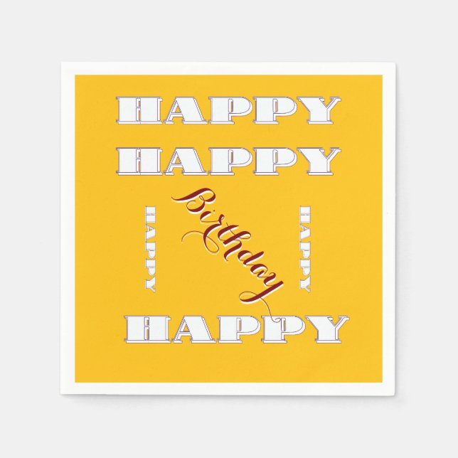 Guardanapo De Papel Feliz aniversário amarelo (Frente)