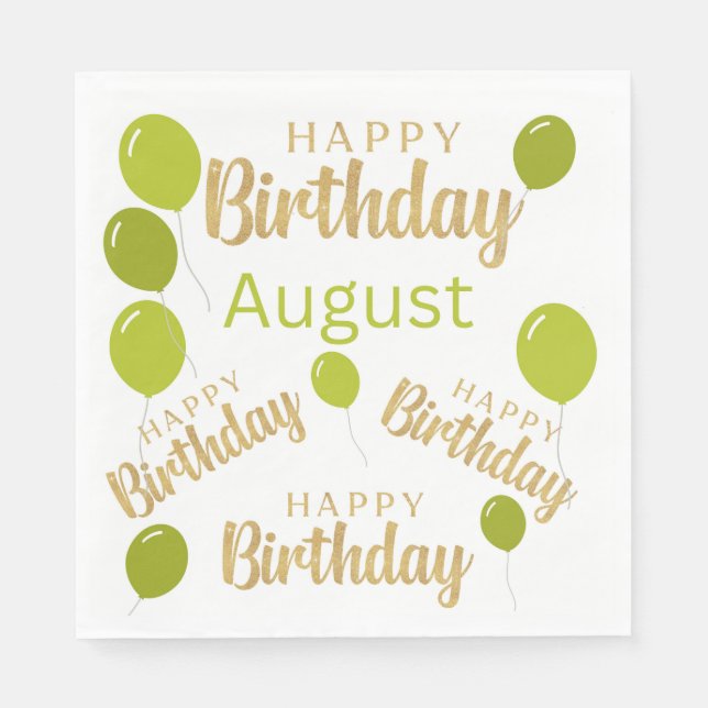 Guardanapo De Papel Feliz aniversário aniversários de agosto Papanicol (Frente)