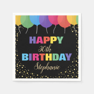 Guardanapo De Papel Feliz Aniversário Ano Personalizado Nome Balões Co