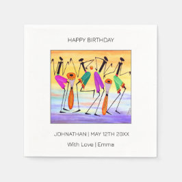Guardanapo De Papel Feliz Aniversário, Aquarela Exprimindo Felicidade
