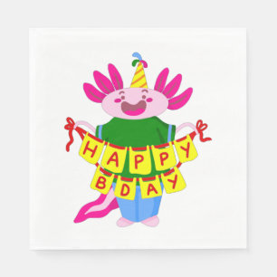Guardanapo De Papel feliz aniversário Axolotl