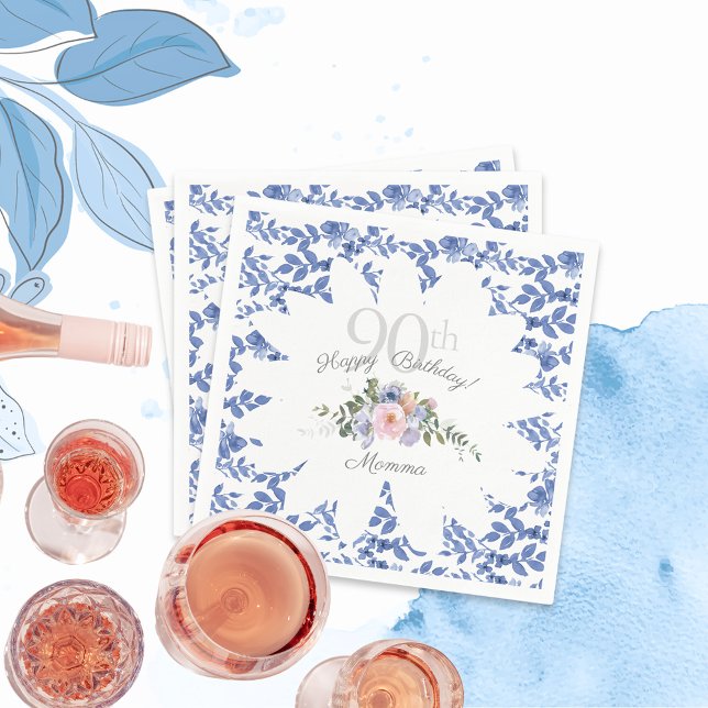 Guardanapo De Papel Feliz Aniversário Azul Florestas Brancas Napkins (Criador carregado)