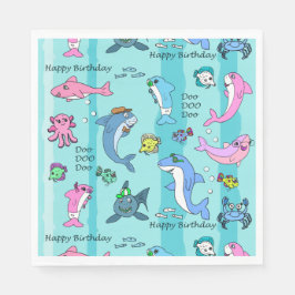 Guardanapo De Papel Feliz Aniversário Baby Shark Doo Doo Doo Festa