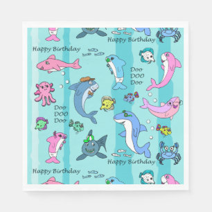 Guardanapo De Papel Feliz Aniversário Baby Shark Doo Doo Doo Festa