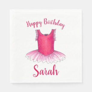 Guardanapo De Papel Feliz Aniversário, Balé Rosa Dança Ballerina Tutu