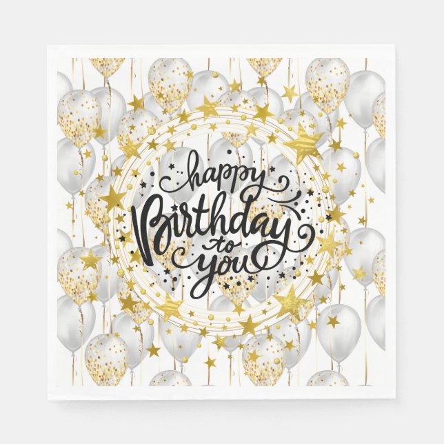 Guardanapo De Papel Feliz aniversário Balões Napkins (Frente)