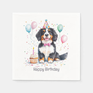 Guardanapo De Papel Feliz Aniversário Bernese Mountain Dog