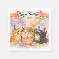  Feliz Aniversário Bichanos Fofos de Festa Guardan