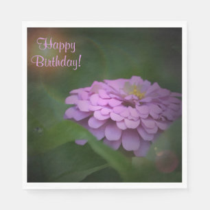 Guardanapo De Papel Feliz aniversário brilhando na Zinnia