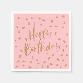 Guardanapo De Papel Feliz Aniversário Brilho Dourado