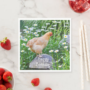 Guardanapo De Papel Feliz Aniversário Buff Orpington Chicken