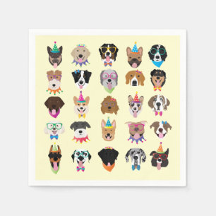 Guardanapo De Papel Feliz Aniversário Cachorro Enfrenta Animais Pawty