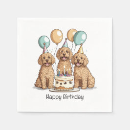 Guardanapo De Papel Feliz Aniversário Cachorros de Goldendoodle
