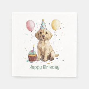 Guardanapo De Papel Feliz Aniversário Cães Labrador Retriever