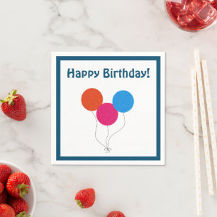 Guardanapo De Papel Feliz Aniversário Cartografia Colorida dos Balões