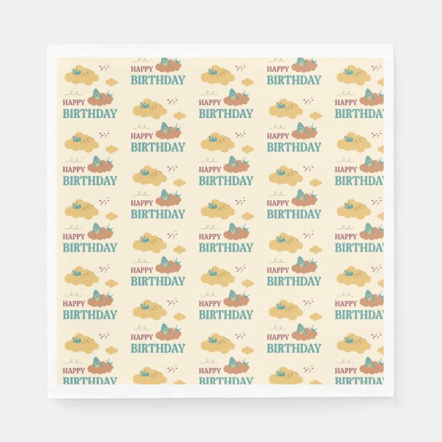 Guardanapo De Papel Feliz Aniversário Colorido das Nuvens (Frente)