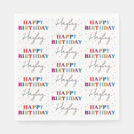 Guardanapo De Papel Feliz Aniversário Colorido Nome Personalizado Conf