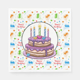 Guardanapo De Papel Feliz Aniversário Com Cereja No Topo